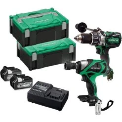 Hikoki KC18DPLJBZ 18V BL Combi Drill Impact Wrench Twin Pack